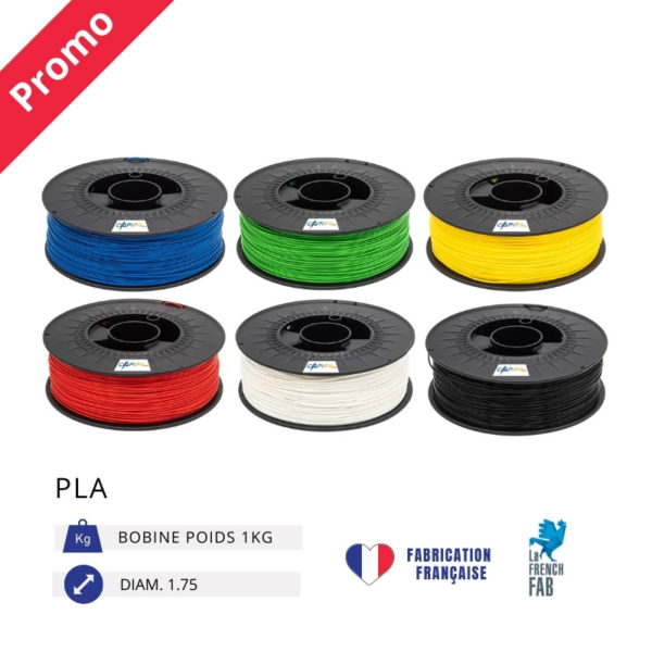 CAPIFIL - Fil imprimante 3D PLA 1KG - Promo bleu vert jaune rouge blanc noir